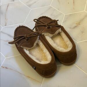 Cozy Brown Kids Moccasin Slippers